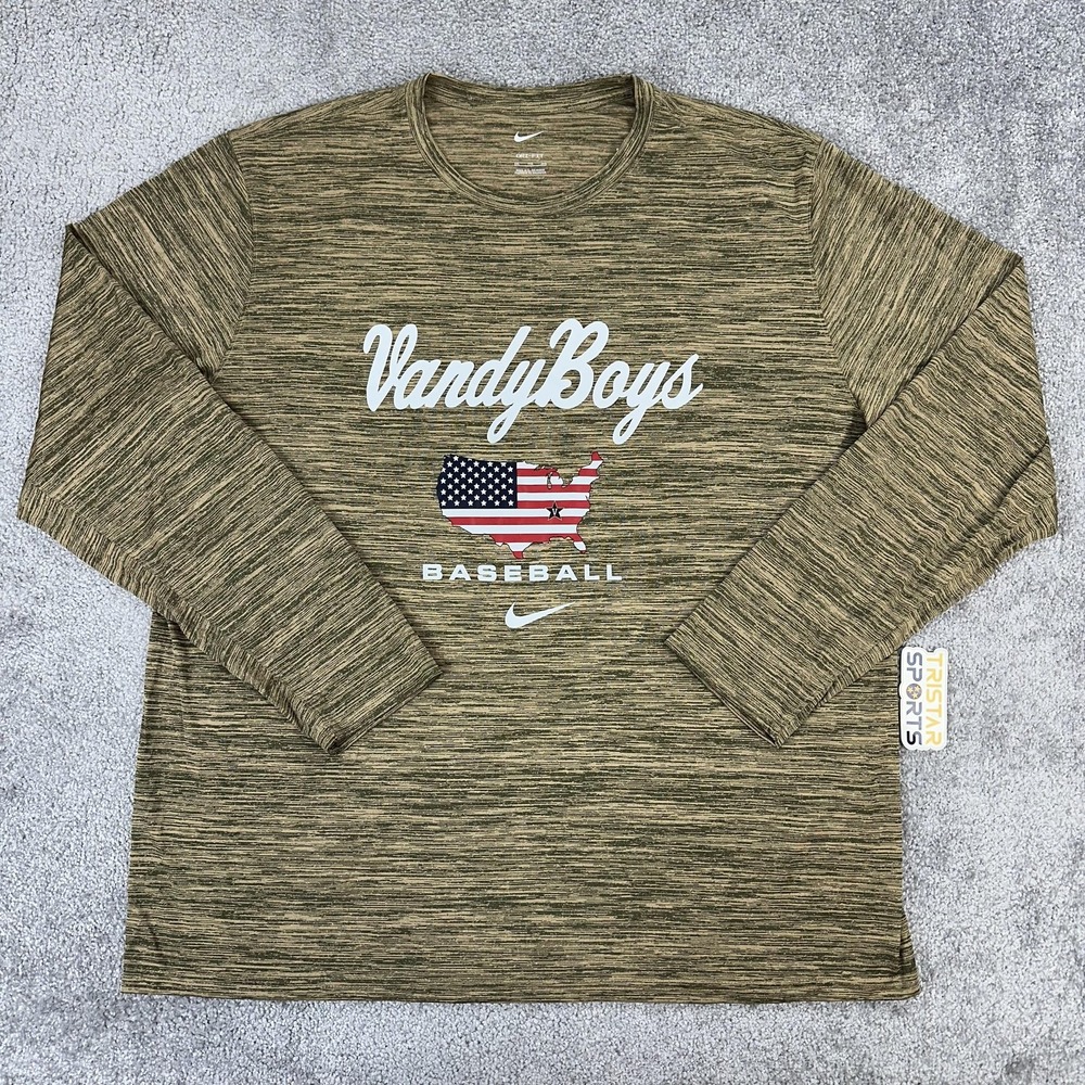 Vanderbilt Commodores Shirt Long Sleeve 2XL Nike Dri-FIT Baseball Vandy Boys
